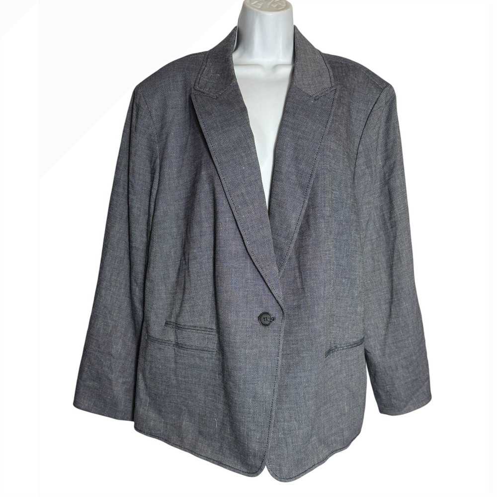 Tahari Arthur S. Levine Blazer Womens 24W Navy Blue & White Blended Jacket 💙